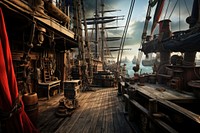 Pirates ship architecture sailboat vehicle. AI generated Image by rawpixel.