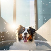 Dog bathroom bathtub mammal. AI generated Image by rawpixel.