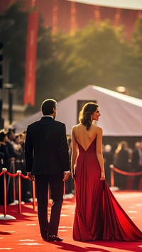 Standing fashion carpet dress. 