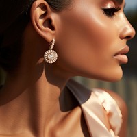 Diamond earring, luxurious jewelry. 