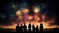 Fireworks silhouette outdoors night. AI generated Image by rawpixel.