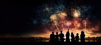 Fireworks silhouette outdoors night. 