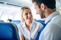 Passenger airplane adult happy. AI generated Image by rawpixel.
