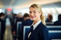 Smile passenger airplane portrait. 