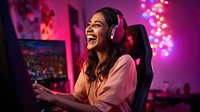 Woman streaming games. 