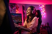 Woman streaming games. 