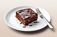 Choccolate brownie cake plate fork chocolate. AI generated Image by rawpixel.