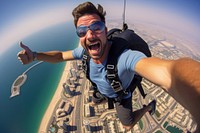 Recreation adventure skydiving portrait. 