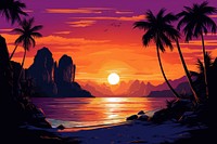 Krabi Thailand landscape outdoors sunset. 