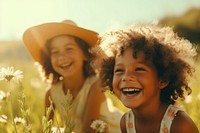 Children carefree laughing portrait. 