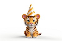 Tiger wearing party hat figurine mammal animal. AI generated Image by rawpixel.