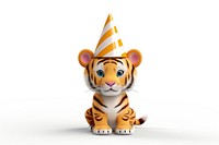 Tiger wearing party hat figurine mammal animal. 