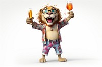 Wild animal partying figurine cartoon white background. AI generated Image by rawpixel.