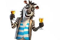 Zebra partying portrait cartoon mammal. 