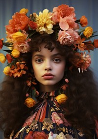 Teenager fashion flower portrait. 