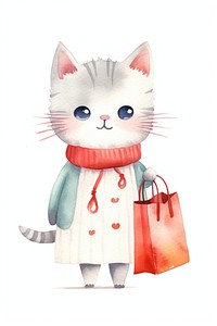 Cat holding shopping bag cartoon cute toy. 