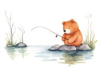 Fishing outdoors cartoon animal. 