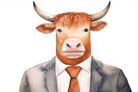 Bull businessperson animal livestock cartoon. 