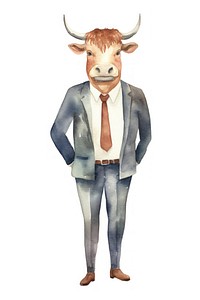 Bull businessperson animal livestock cartoon. 