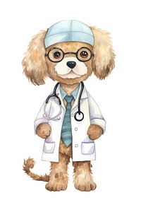 Dog doctor veterinarian glasses cartoon. AI generated Image by rawpixel.
