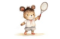 Rat play badminton cartoon racket tennis. 