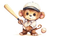 Monkey play baseball sports cute toy. 