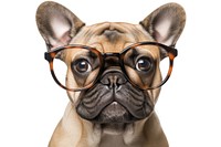 Dog wearing glasses bulldog mammal animal. 