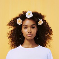 Diverse teenager portrait fashion flower. 