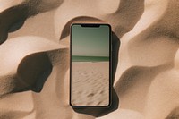 Smartphone beach tranquility electronics. AI generated Image by rawpixel.