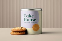 Food tin mockup, container psd