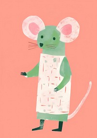 Cute rat wear cooking outfit animal art muroidea. 