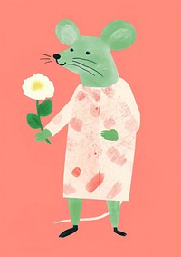 Cute rat animal mammal flower. 