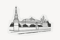 The Moscow Kremlin, line art collage element psd