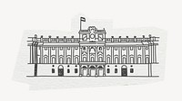 Royal Palace of Madrid, line art collage element psd