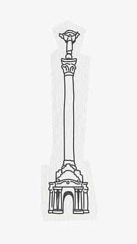 Independence Monument, famous location in Ukraine, line art collage element psd