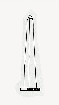 Obelisco, historical landmark in Argentina, line art collage element 