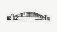 Sydney Harbour Bridge, line art collage element psd