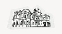 Government building, architecture, line art collage element 