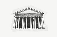 Pantheon, Roman temple in Rome, line art collage element psd