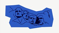Mount Rushmore, historical sculpture , line art collage element psd