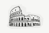 Colosseum, historical landmark in Rome, line art collage element psd