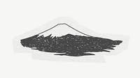 Mount Fuji, Japan famous location, line art collage element psd