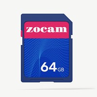 Memory card mockup, digital product design psd