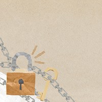 Lock and key background, paper textured design