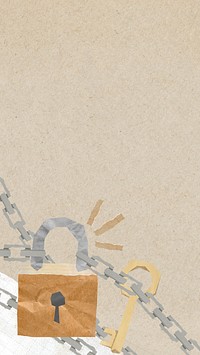 Lock and key iPhone wallpaper, paper textured design