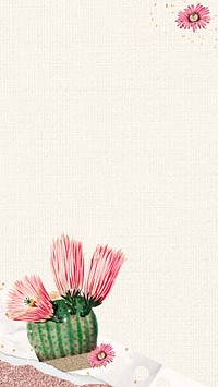 Beige cactus border iPhone wallpaper