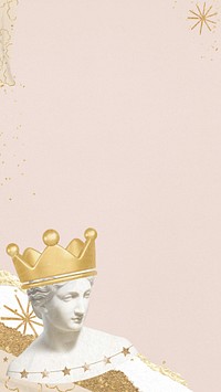 Pink paper textured iPhone wallpaper, Queen statue border