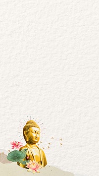 Beige paper textured iPhone wallpaper, Buddha statue border