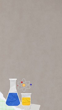 Science experiment border iPhone wallpaper, paper textured design