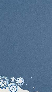 Business gear border iPhone wallpaper, blue paper textured design